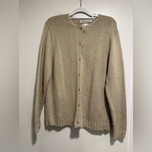 Appleseed's Hand Loomed Sz:L Button Closure Beige Minimalist Cardigan Sweater.